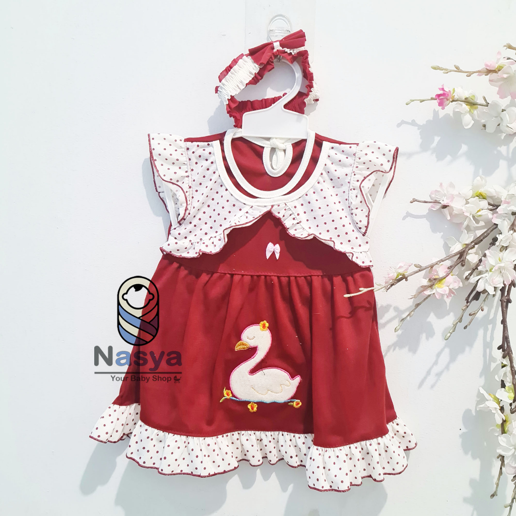 [P-043] Dress Bayi (0-6 bulan) / Setelan Bayi Perempuan Motif Girl + BANDANA