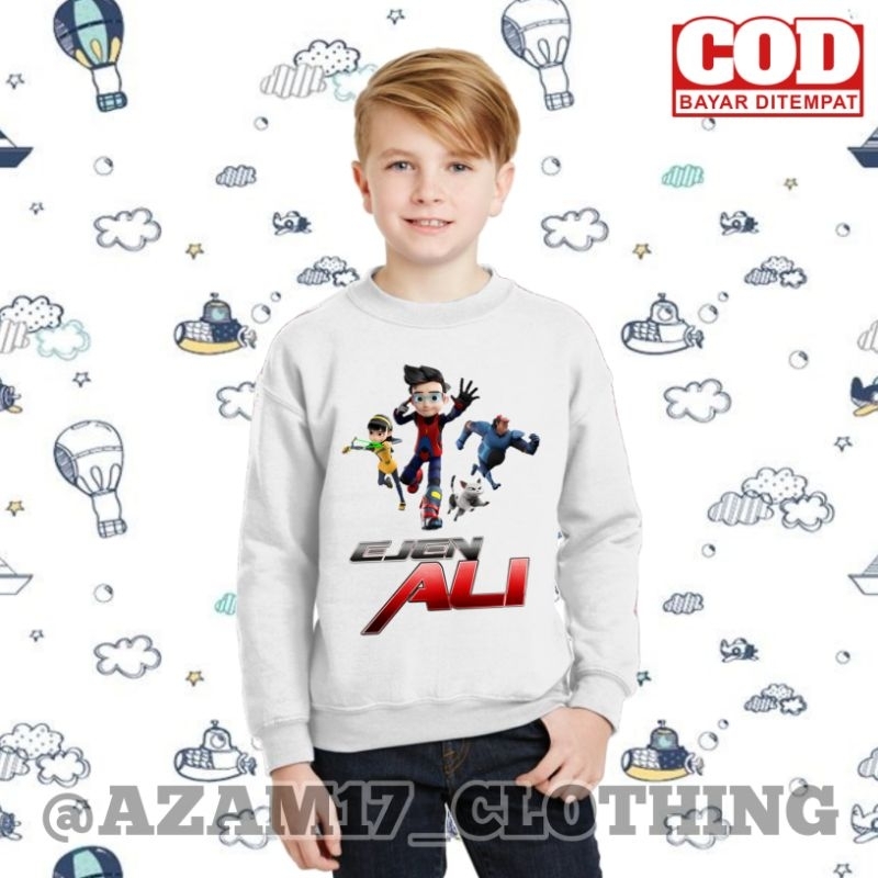 (BISA COD) Sweater Crewneck Anak Ejen Ali Film Animasi Anak Ejen Ali