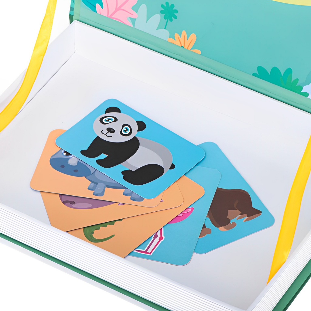 Magnetic Book Steam Hewan &amp; Kendaraan | Mainan Edukasi Anak Puzzle Flash Card | Hadiah Ulang Tahun Anak Laki Laki