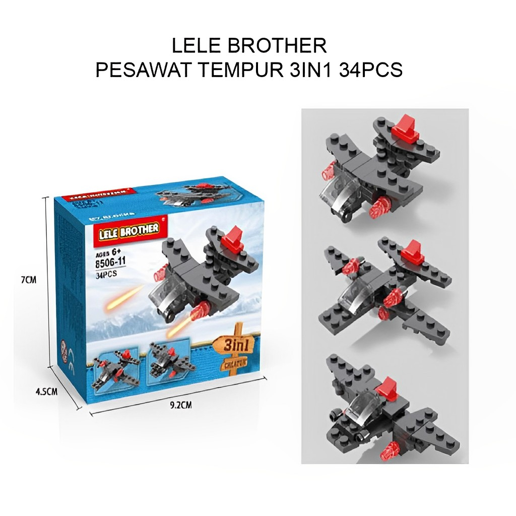 Mainan Anak Balok Susun Kendaraan Perang Pesawat Tank | Lele Brother 3in1 | Hadiah Ulang Tahun Anak Laki Laki