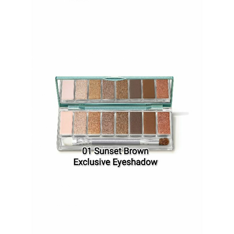 Wardah Eyeshadow ORIGINAL Exclusive Palette 10gr ORI Pulas Mata 8 Warna Colours Palete 01 Sunset Brown 02 Rose Glow Pallet Makeup Eye Shadow Palet