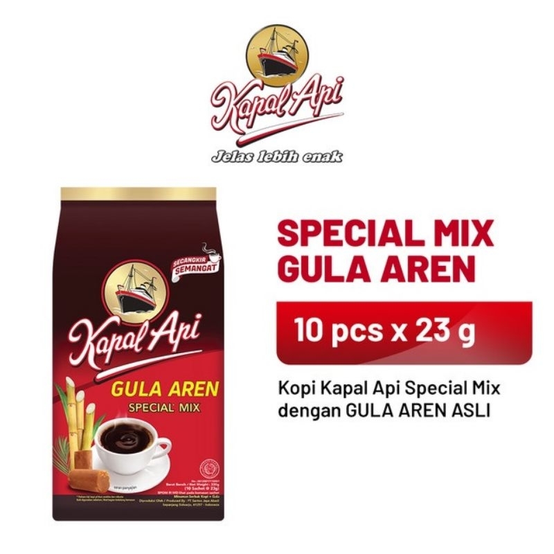 

Kopi Kapal Api gula aren special mix 10 pcs × 23 gram renceng rentengan