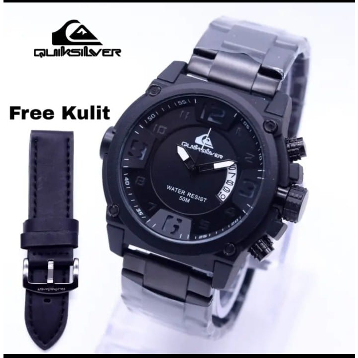 Jam Tangan Pria Quiksilver 008 Rantai + Strap Kulit