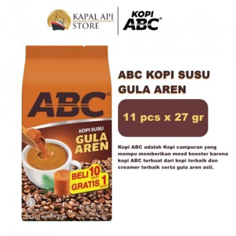 

Kopi ABC kopi susu Gula Aren 11 pcs × 27 gram renceng rencengan