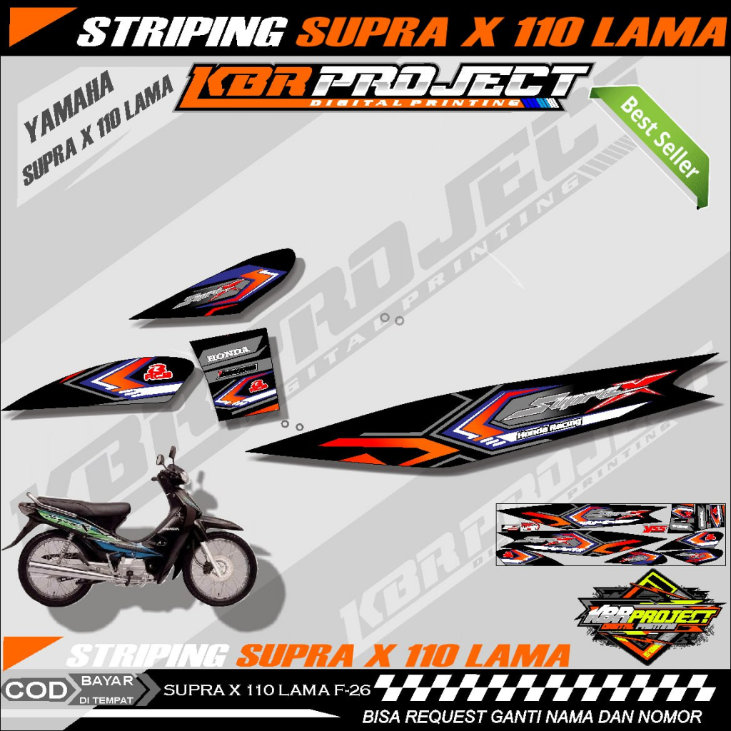 SUPRA X 110 STIKER MOTOR KEREN Stiker Striping SUPRA X 110 Lis Variasi Stiker Motor HONDA Desain Rac