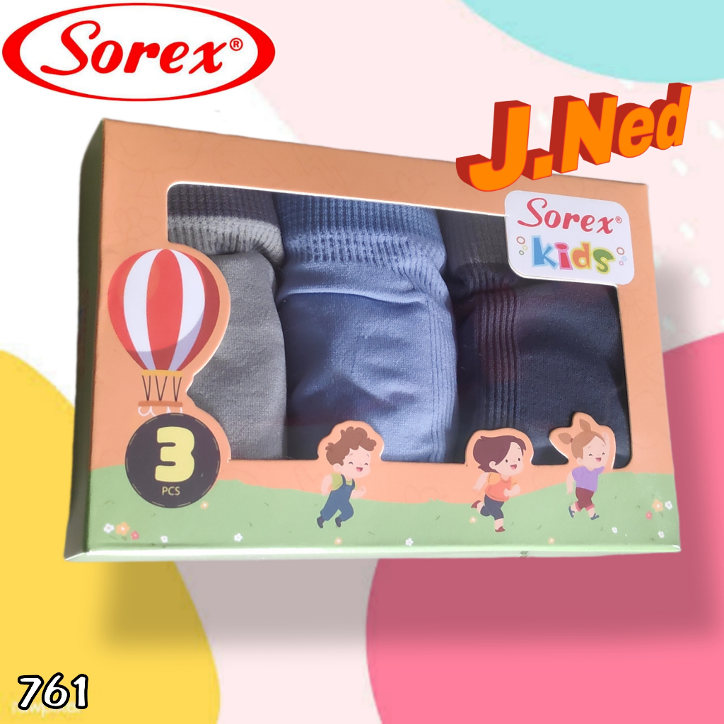 J761T (isi 3 pcs) BOXER ANAK COWOK RAJUT SOREX SIZE ALLSIZE usia 6 - 9 th