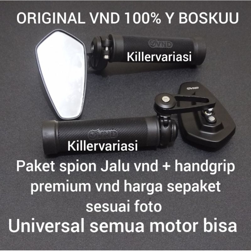 PROMO PAKET HANDGRIP VND PREMIUM + SPION JALU BULAT VND ORIGINAL UNIVERSAL SEMUA MOTOR