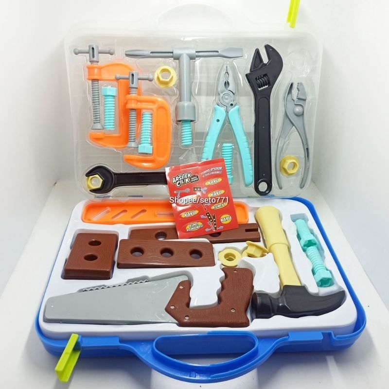 Tools Box Set 30pcs Mainan Edukatif Anak Alat Arsitek Pertukangan /Tool Box Set Pertukangan Tang Gergaji Obeng Kunci Kunci /Mainan Edukasi Keluarga