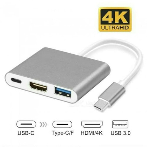 DYNAMIC-PROMO Adapter Converter 3-in-1 Aluminium Type C to HDMI USB 3.0 VGA