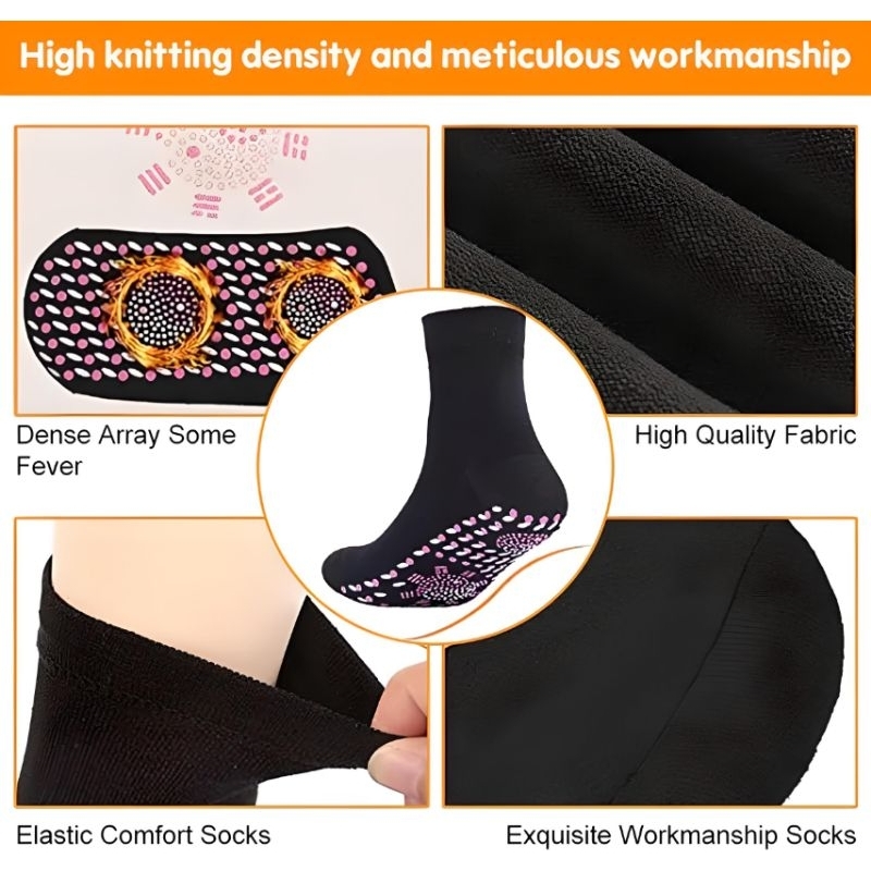 KAOS KAKI TERAPI PEMANAS PENGHANGAT TELAPAK KAKI AKUPUNKTUR PENGISIAN MENINGKATKAN SIRKULASI DARAH MEREDAKAN RASA LELAH PEGAL NYERI MAGNETIC TOURMALINE FOOT MASSAGE SOCKS