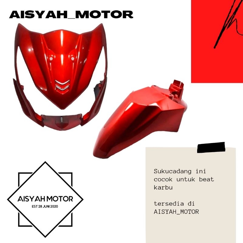 Cover Bodi Spakbor Depan Tameng Honda Beat FI Warna Merah Tahun 2012-2014