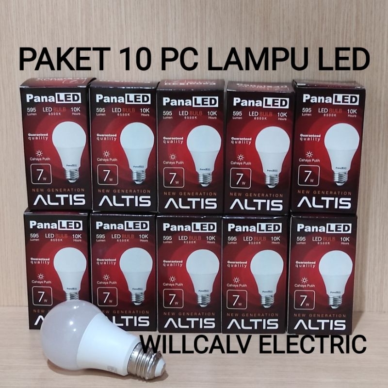 Paket 10 pc Lampu led bulb PANALED ALTIS 7W cahaya putih E27 6500K