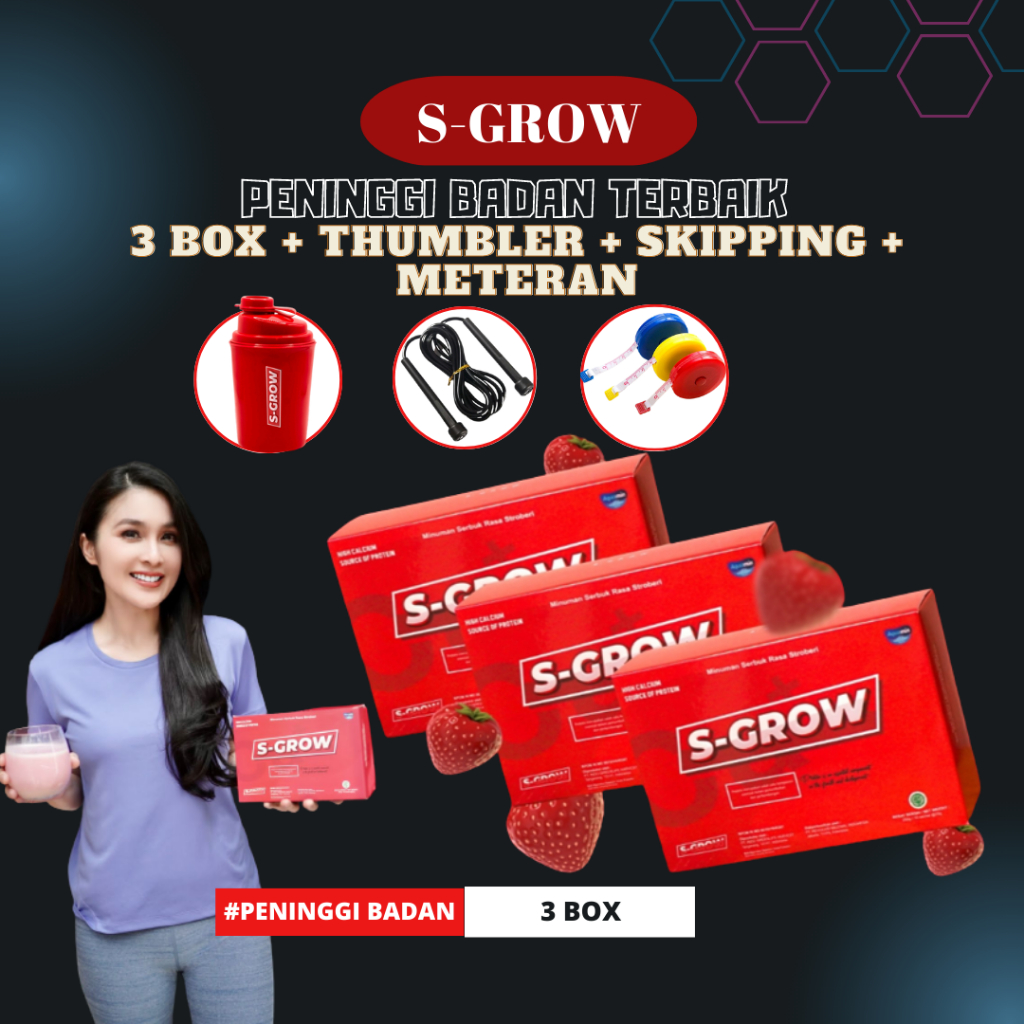 S-GROW Peninggi Badan High Calcium ( Paket Platinum ) Free skipping + thumbler + meteran