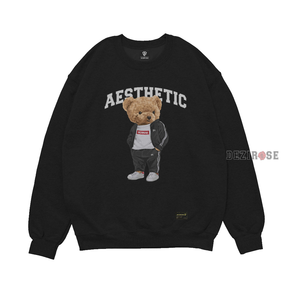 DEZIROSE Sweater Crewneck Bear Aesthetic Pria &amp; Wanita Distro Fleece Tebal Premium Size M-XXL