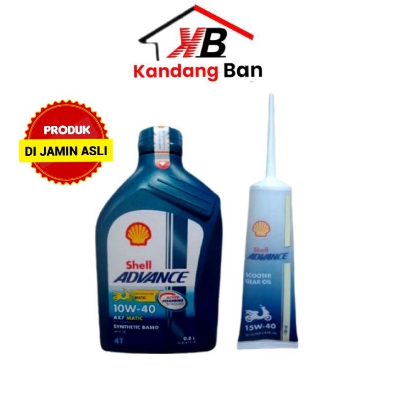 PAKET OLI SHELL ADVANCE AX7 MATIC 10W-40  0,8L + OLI GEAR SHELL 120 ML 100% ORIGINAL, UNTUK SEMUA MATIC