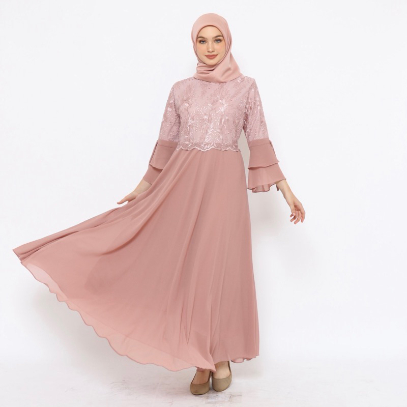gamis ceruti aisyah terbaru untuk lebaran / gamis lebaran jumbo modern kombinasi ceruty tidak panas