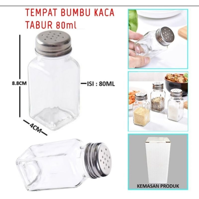 Botol Tabur Praktis Aneka Bumbu Dapur Garam Merica Lada Gula Kaca Tebal