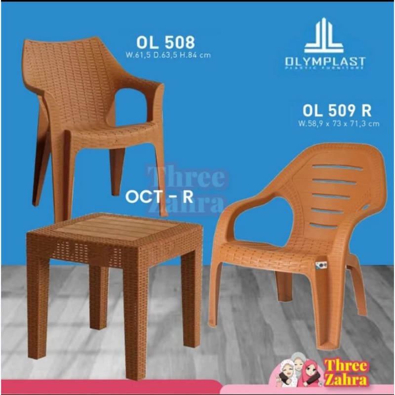 Kursi Santai Plastik  / Kursi Taman / Kursi Pendek Motif Rotan / Kursi Santai