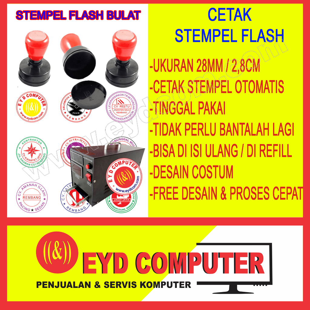

CETAK STEMPEL FLASH 28MM BULAT FREE DESAIN COSTUM CAP SETEMPEL OTOMATIS PRINT STAMP WARNA KILAT