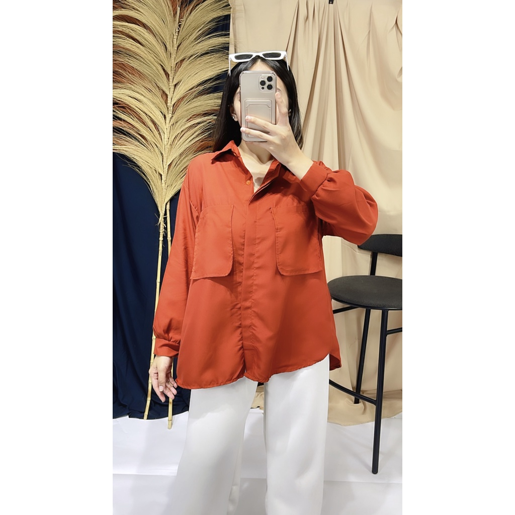 AREUM KOREAN BLOUSE / KEMEJA POCKET OVERSIZE