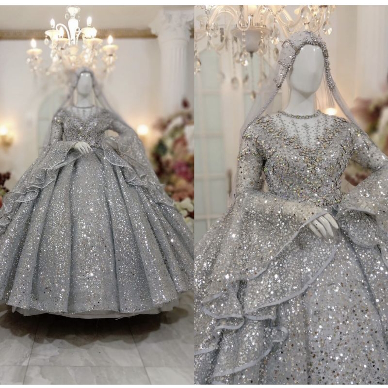 GAUN PENGANTIN BARBIE GOTIK MEWAH BEREKOR //GAUN WEDDING TILE AKAR TRIDI FULL PAYET