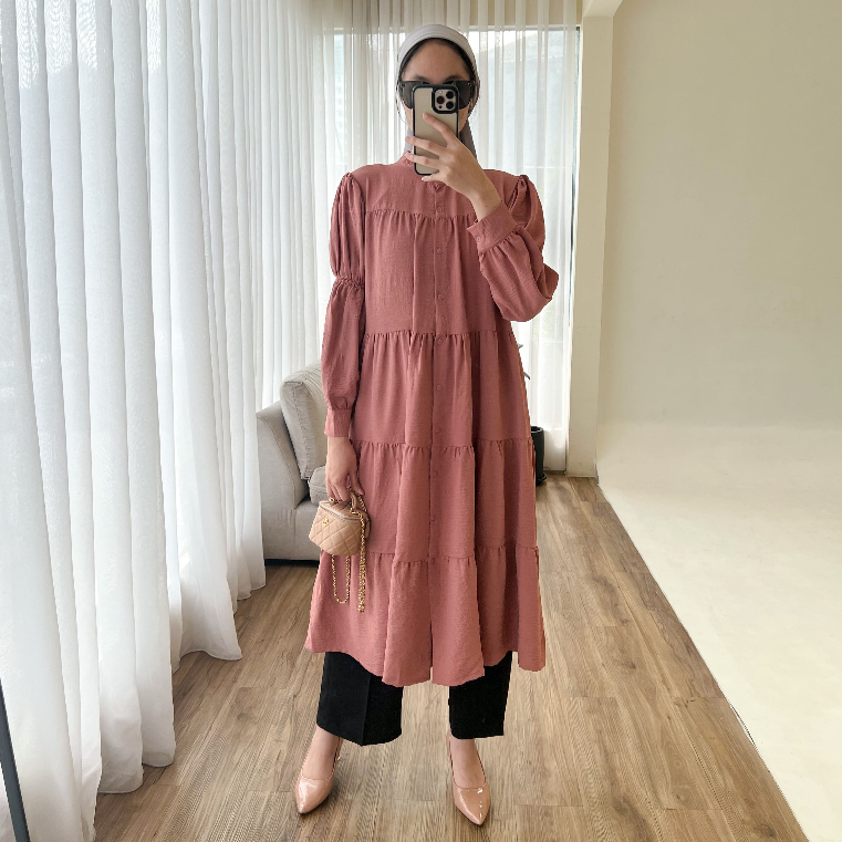 Zahra Crinkle Dress - Fashion Muslim - Tunic Wanita Korea - Casual Dress