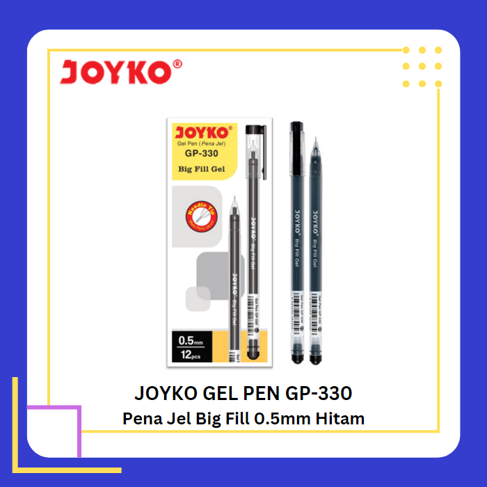 

JOYKO Big Fill Gel Pulpen Pena Bolpen Gel Ink GP-330 0.5mm Hitam 1 Pak - 12 Pcs