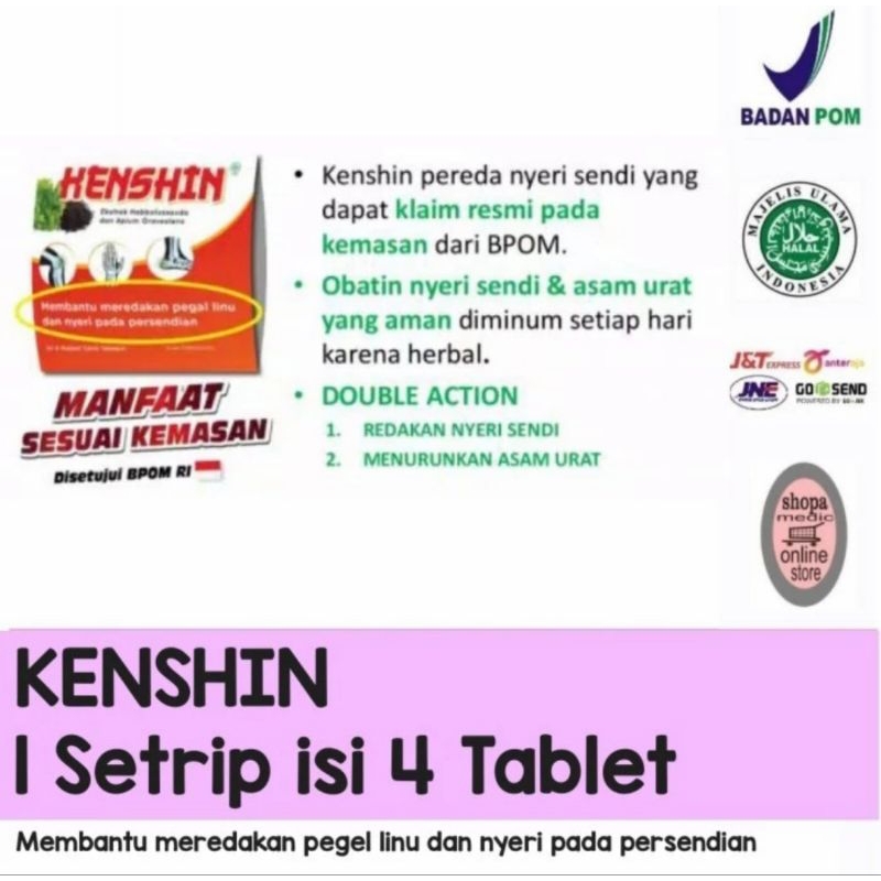 KENSHIN per Strip isi 4 Jamu Asam Urat Pegal Linu