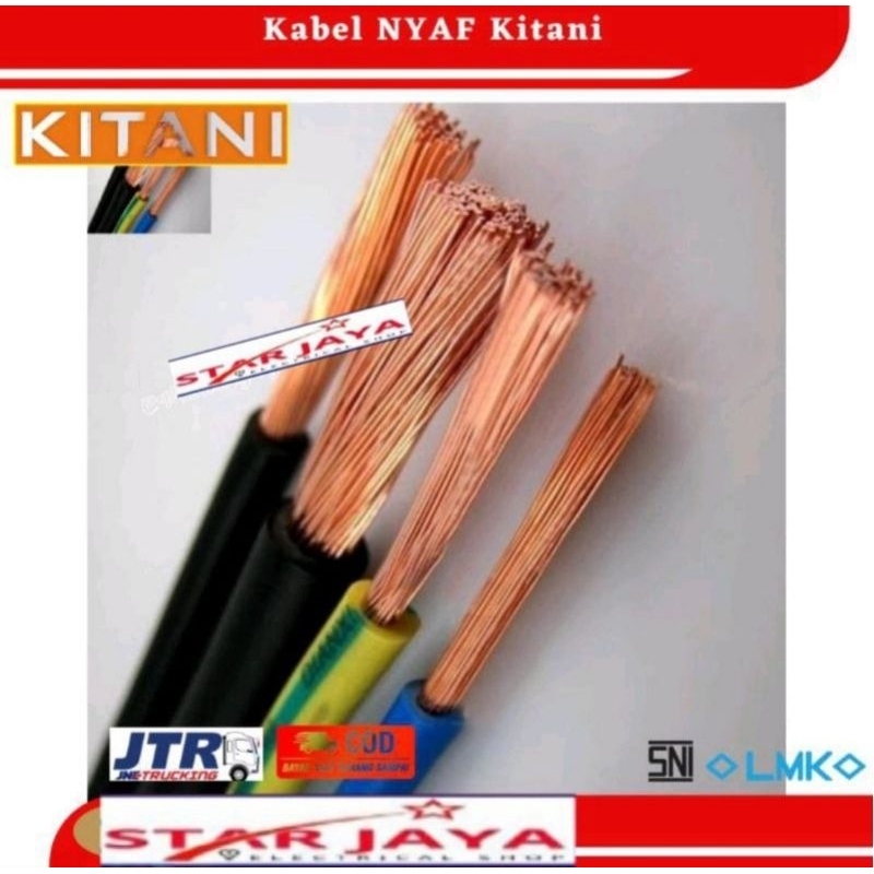 KABEL NYAF 1×0,5/1×0,75/1×1,5/1×2,5 merek kitani harga permeter SNI