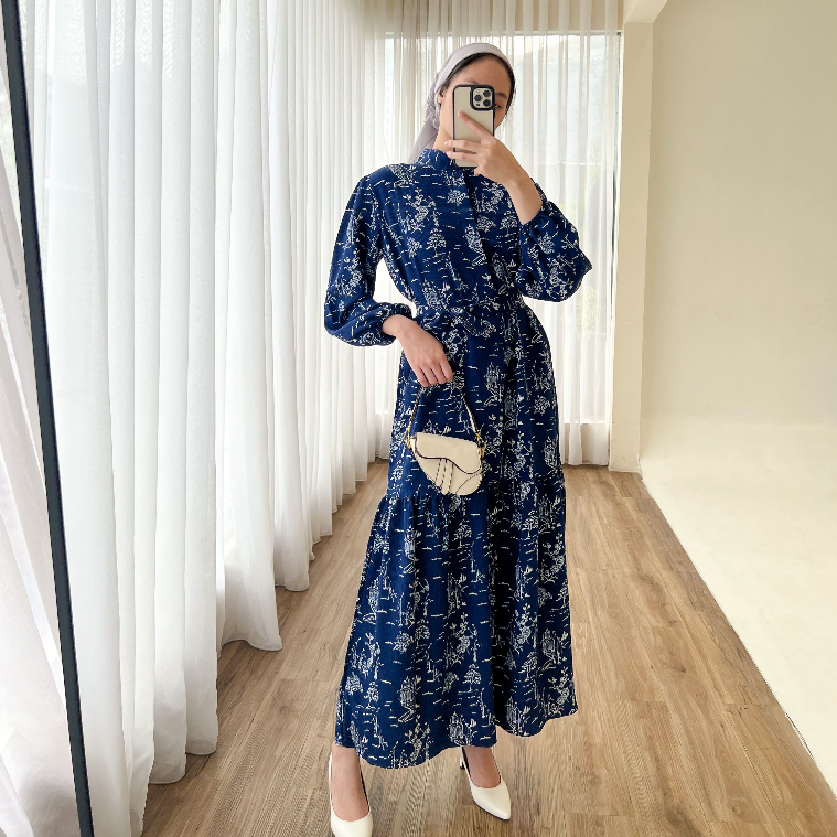 Salwa Dress Motif Mewah - Fashion Muslim - Dress Wanita Korea - Casual Dress