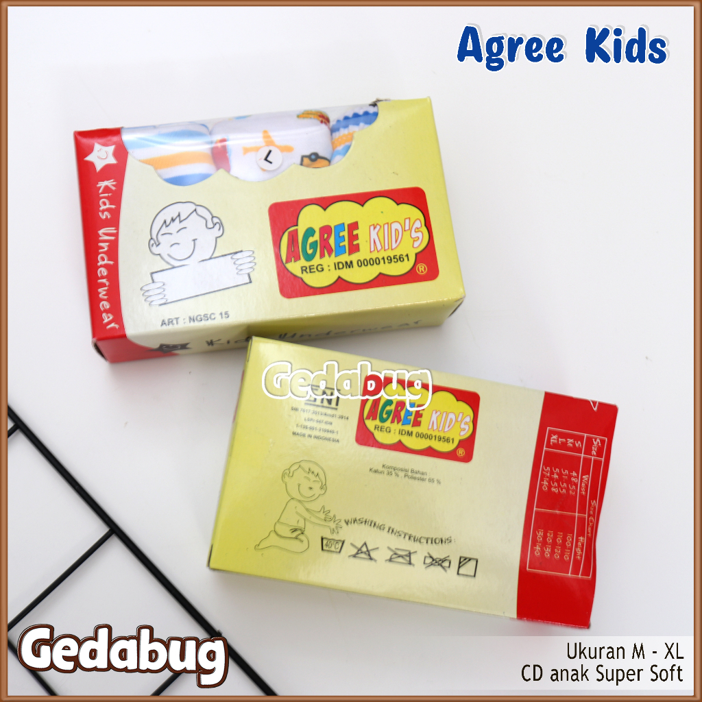 3 Pcs - CD Agree Kids NGSC 15 | Celana dalam anak karet kerut motif Full Print | Gedabug