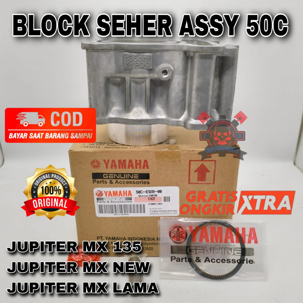 Blok Seher Yamaha 50C Block Piston Jupiter MX Old 135 Jupiter MX New Boring Silinder Set Kualitas As