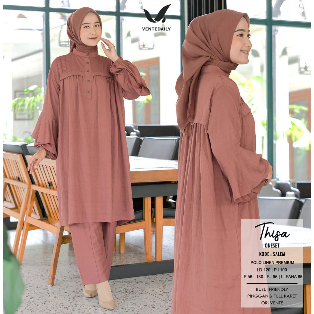 Thisa Setelan One Set Polos Jumbo Terbaru Bahan Polo Linen Premium Ld 120 By Vente