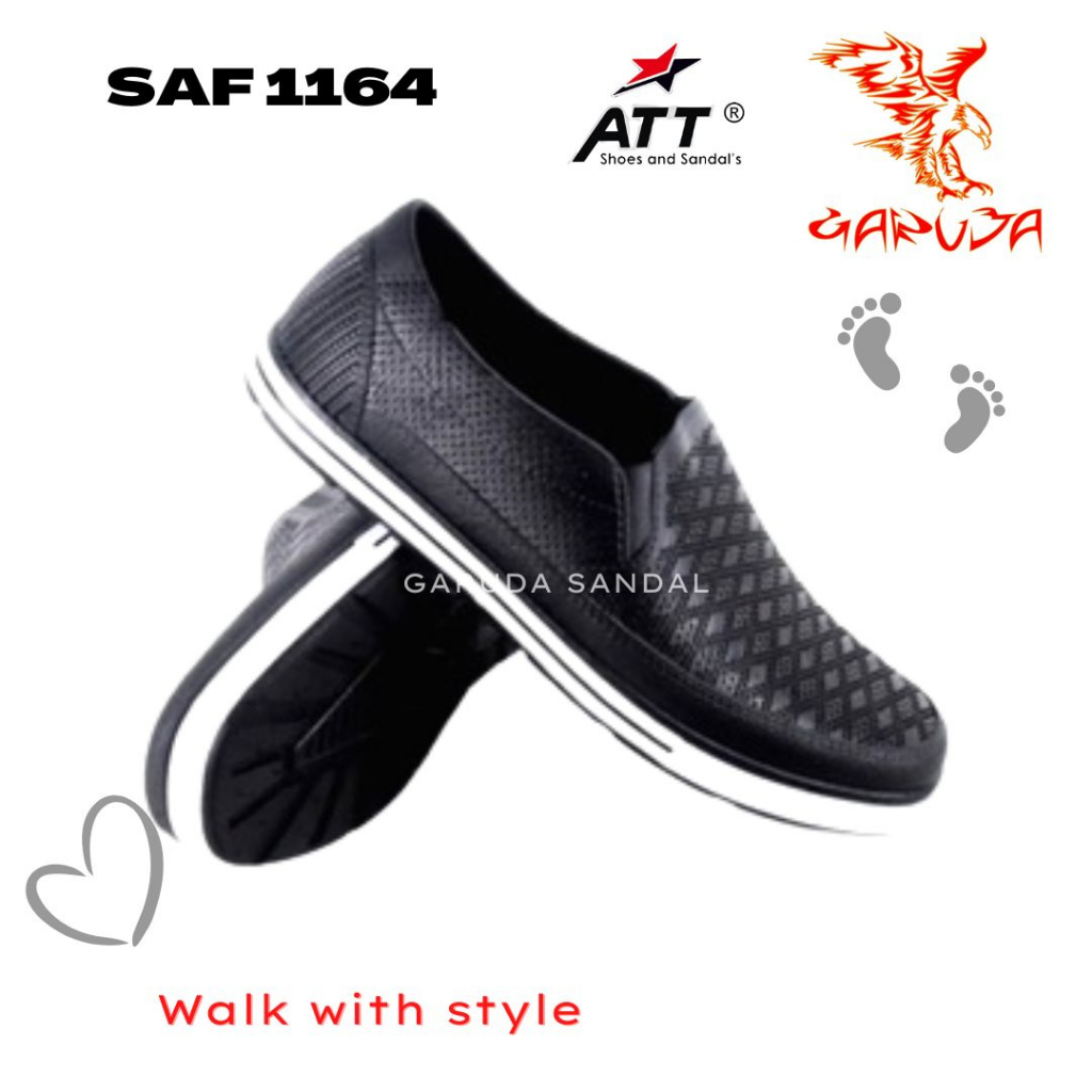 Sepatu Slip On Pria Sankyo SAF 1164 Karet motif Silang Anti Air