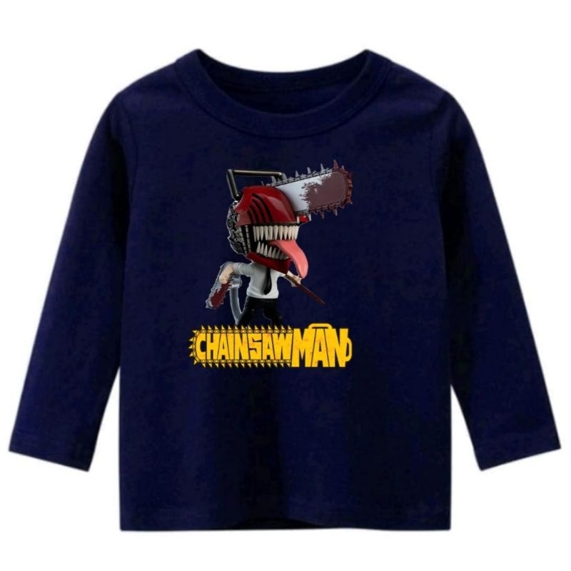 Kaos Anak Laki Laki Lengan panjang ANIME CHAINSAW MAN 1-12 TAHUN