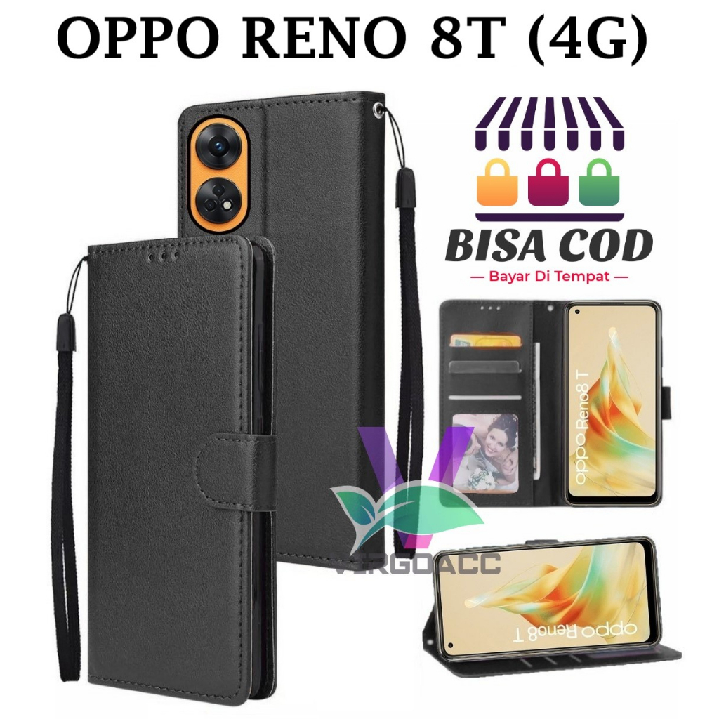 NEW CASING OPPO RENO 8T (4G) FLIP CASE DOMPET- FLIP COVER DOMPET CASING-WALLET LEATHER CASE FLIP SAR