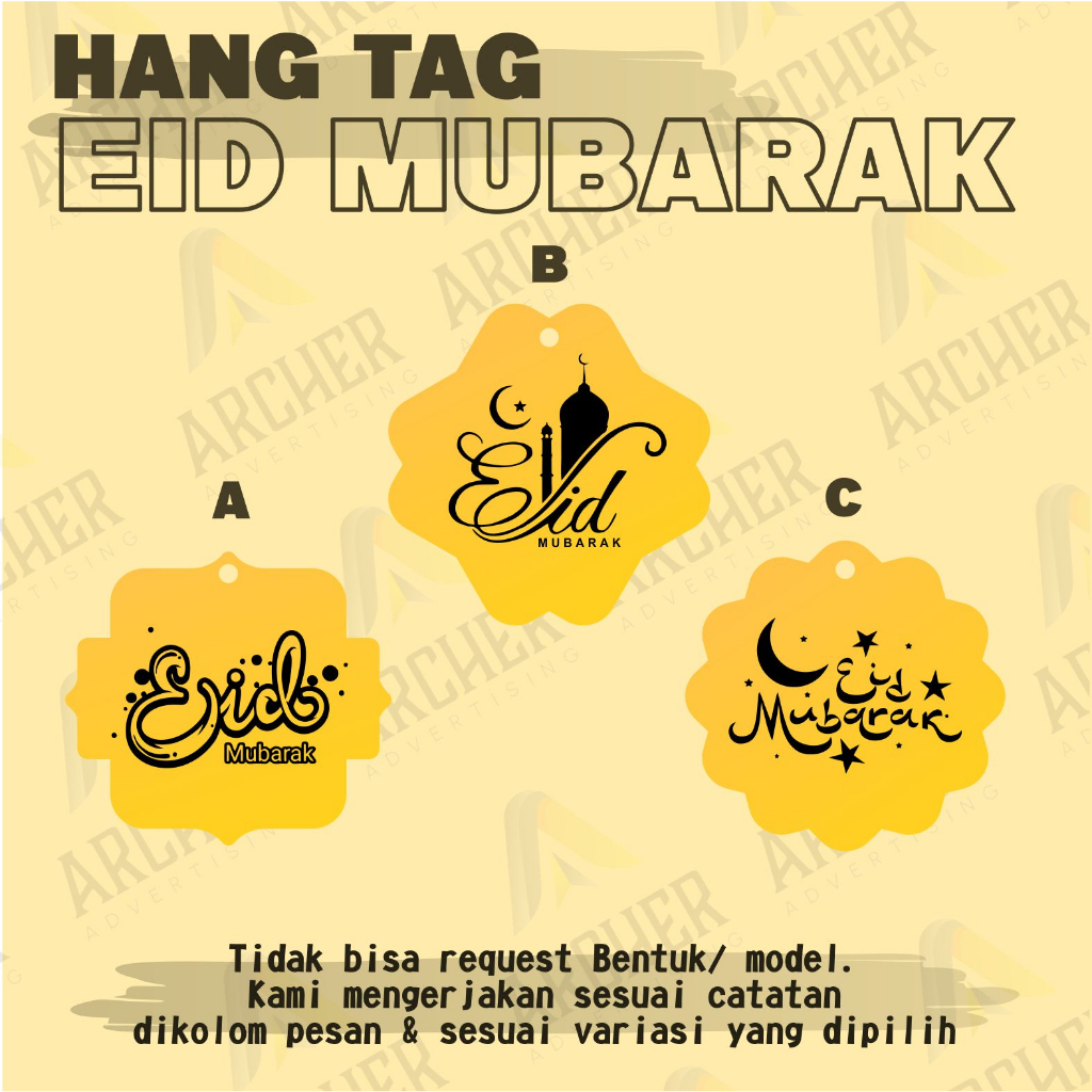 HANG TAG AKRILIK MIROR GOLD EID MUBARAK DEKORASI HIASAN HAMPERS