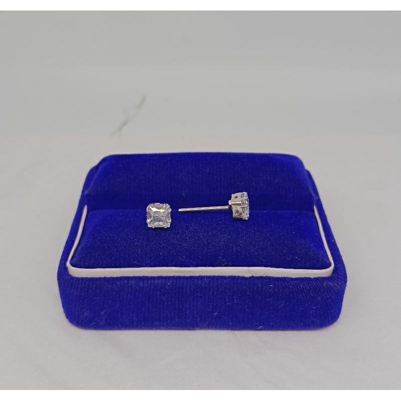 giwang solitaire mp kotak/perak asli silver 925 lapis emas/perhiasan fashion wanita terbaru