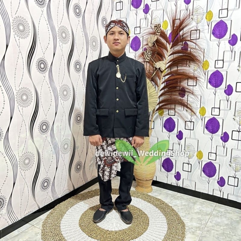 [1set] Pakaian Adat Sunda / Beskap + Sapit Urang + Blangkon | Sunda Polos - Lereng Garuda