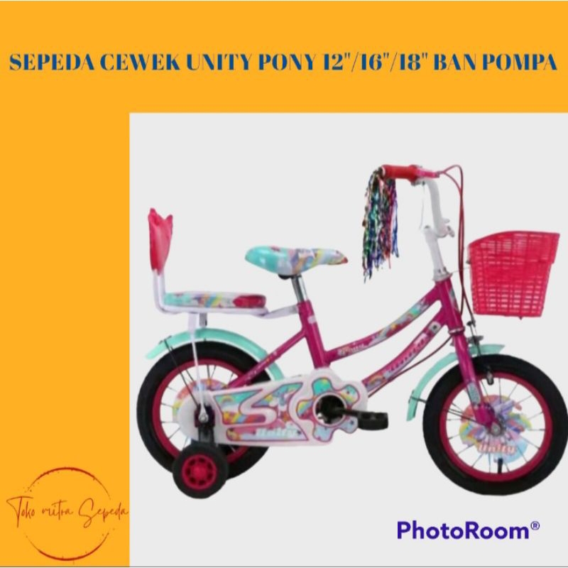 Sepeda anak unity pony 12 inch ban pompa sepeda anak cewel unity kuda pony 12"