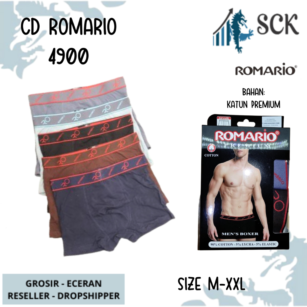 [ISI 2] CD Pria ROMARIO 4900 Model Boxer Bahan Katun / Celana Dalam Pria Boxer Katun Halus- ROMARIO 4-900