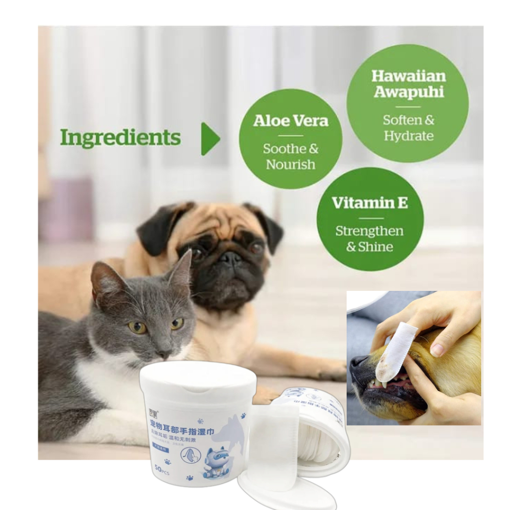 Tissue Pembersih Karang Gigi Hewan/ Sarung Tissue Pembersih gigi Anjing Kucing