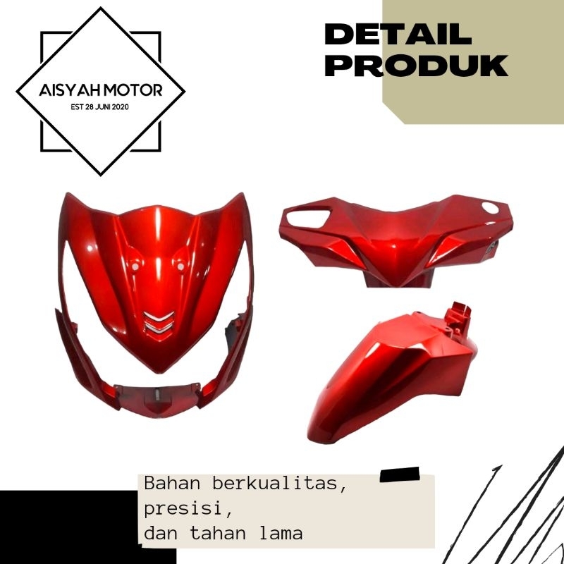 Cover Bodi Bagian Depan Honda Beat FI Warna Merah Tahun 2012-2014