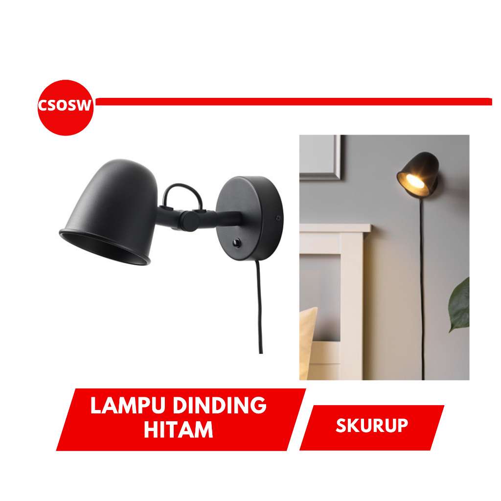 Lampu Dinding Baja Hitam Minimalis SKURUP Wall Lamp Dekorasi Kamar