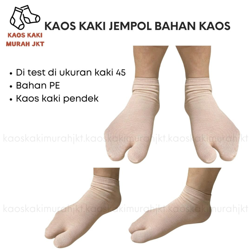 3 Pasang Kaos Kaki Pria Jempol Polos Bahan PE (Bahan Kaos) All Size Fit Sampai Ukuran 45