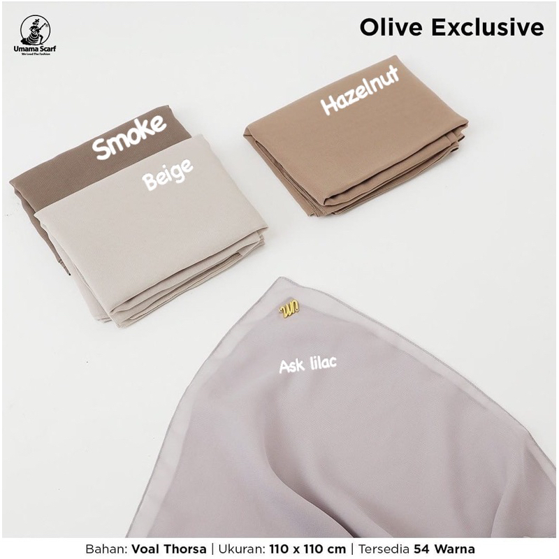 HIJAB SEGIEMPAT UMAMA SCARF OLIVE EXCLUSIVE METAL LOGO