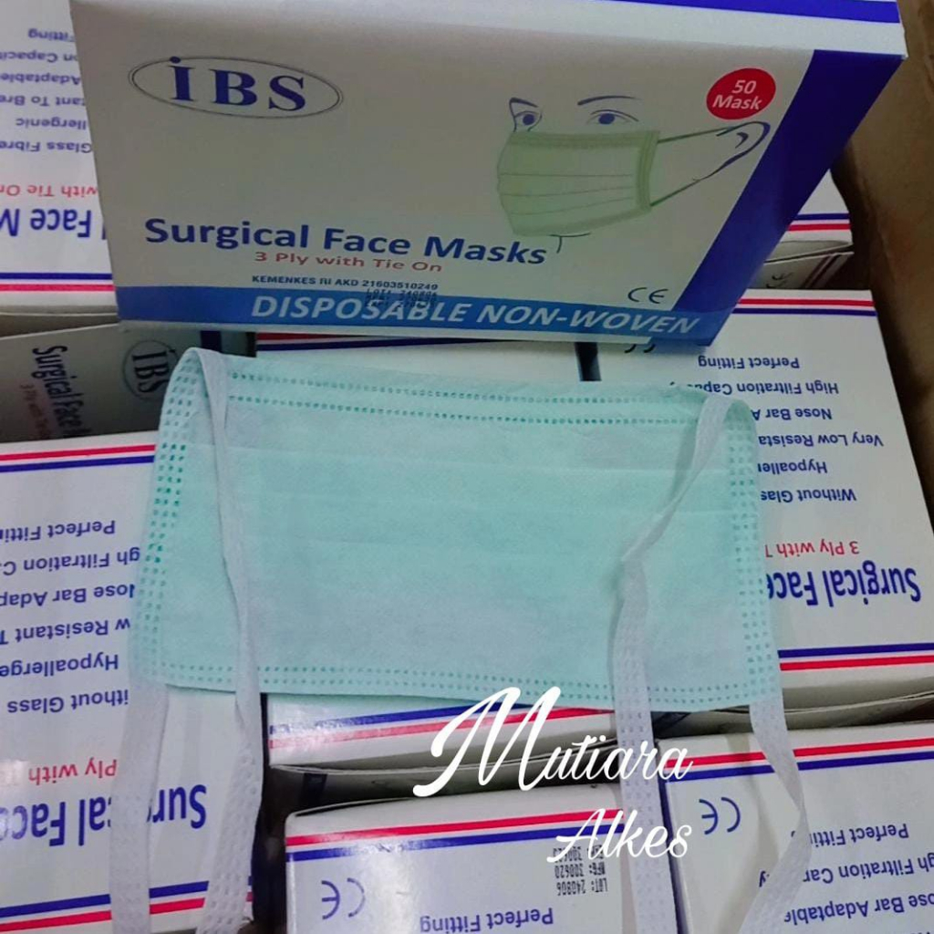 IBS Masker Tali /Surgical Mask Tie On / Masker Medis Tali / Masker Tali 3ply IBS