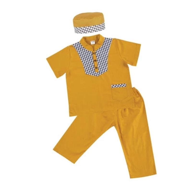 Dialogue Baby Baju Koko Peci Azkha Collar Set - Baju Koko Anak Laki laki lengan pendek