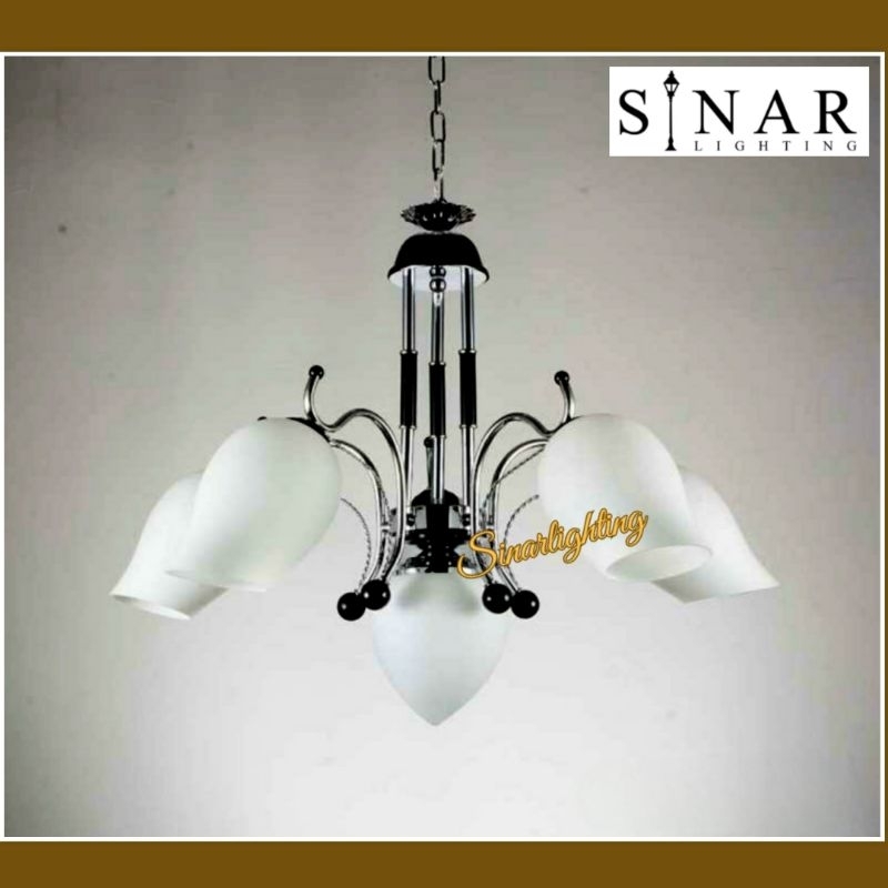 Lampu hias gantung 5 Cabang kaca bebek H8888