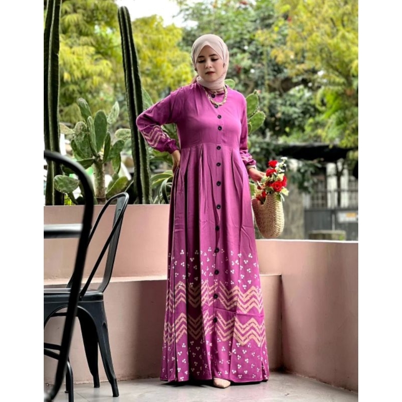 TERLARIS GAMIS TWILL ORI ZULFANA motif zoya dusty purple